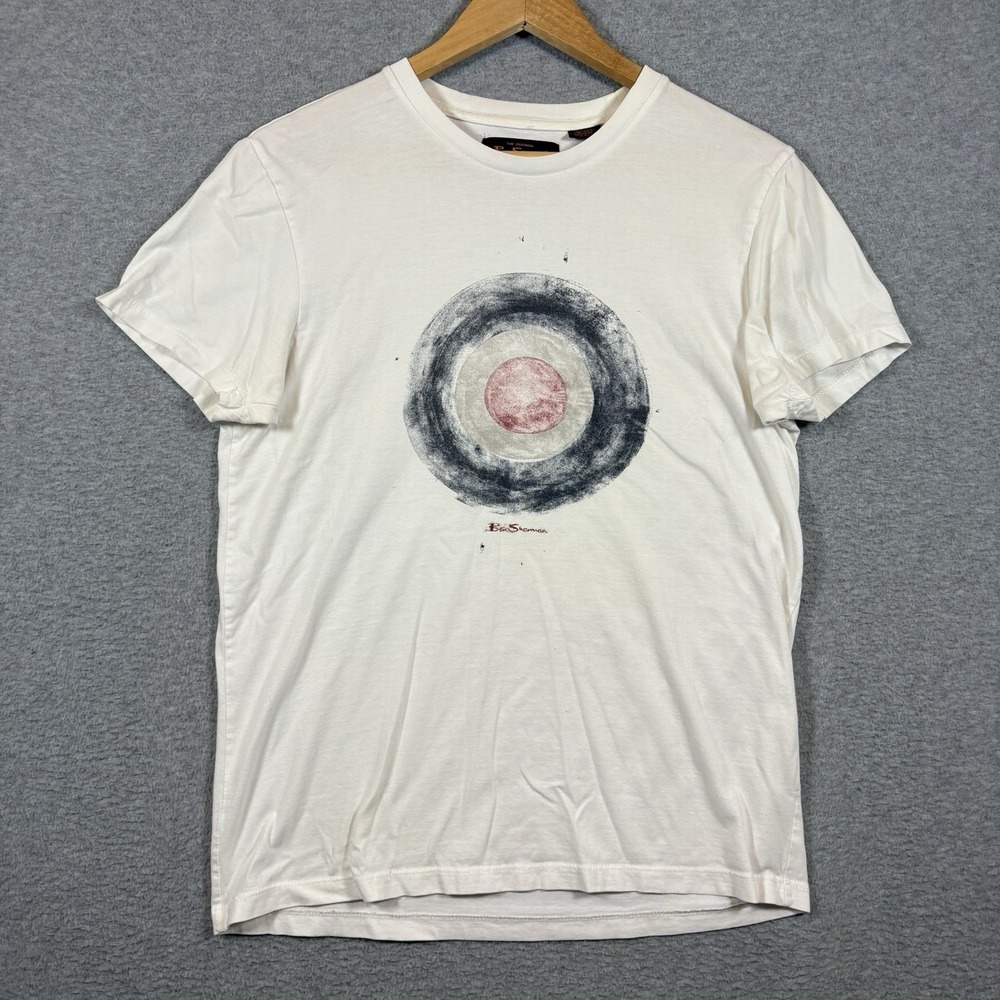 Ben Sherman Mens Mod Target Graphic T Shirt Small White Britpop Modcore Retro